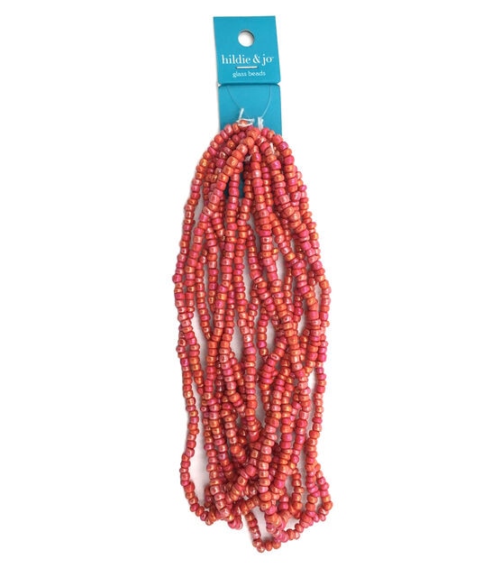 14" Red Aurora Borealis Glass Seed Strung Beads by hildie & jo