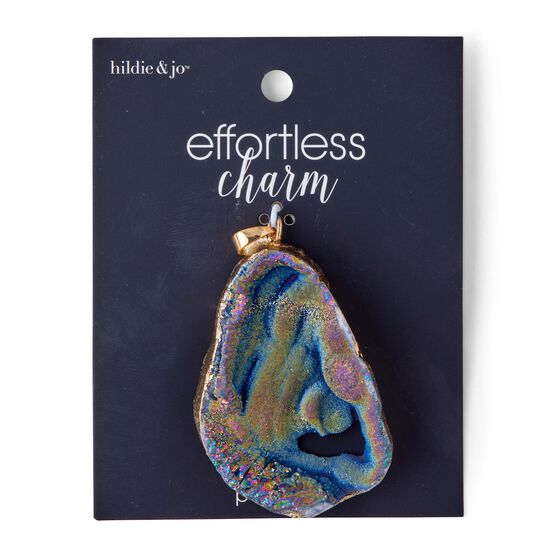 Multicolor Druzy Agate Pendant With Gold Edge by hildie & jo