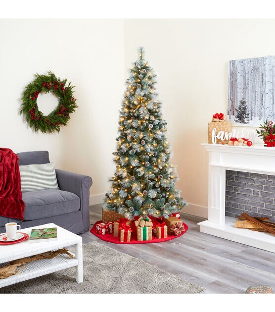 Nearly Natural 7' Pre Lit Frosted Columbia Mountain Pine Christmas Tree, , hi-res, image 9