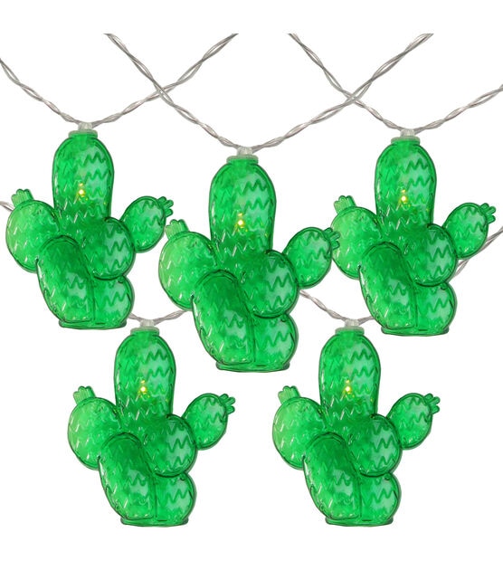Northlight 10-Count Green Prickly Pear Cactus LED String Lights - 4.5ft, , hi-res, image 1