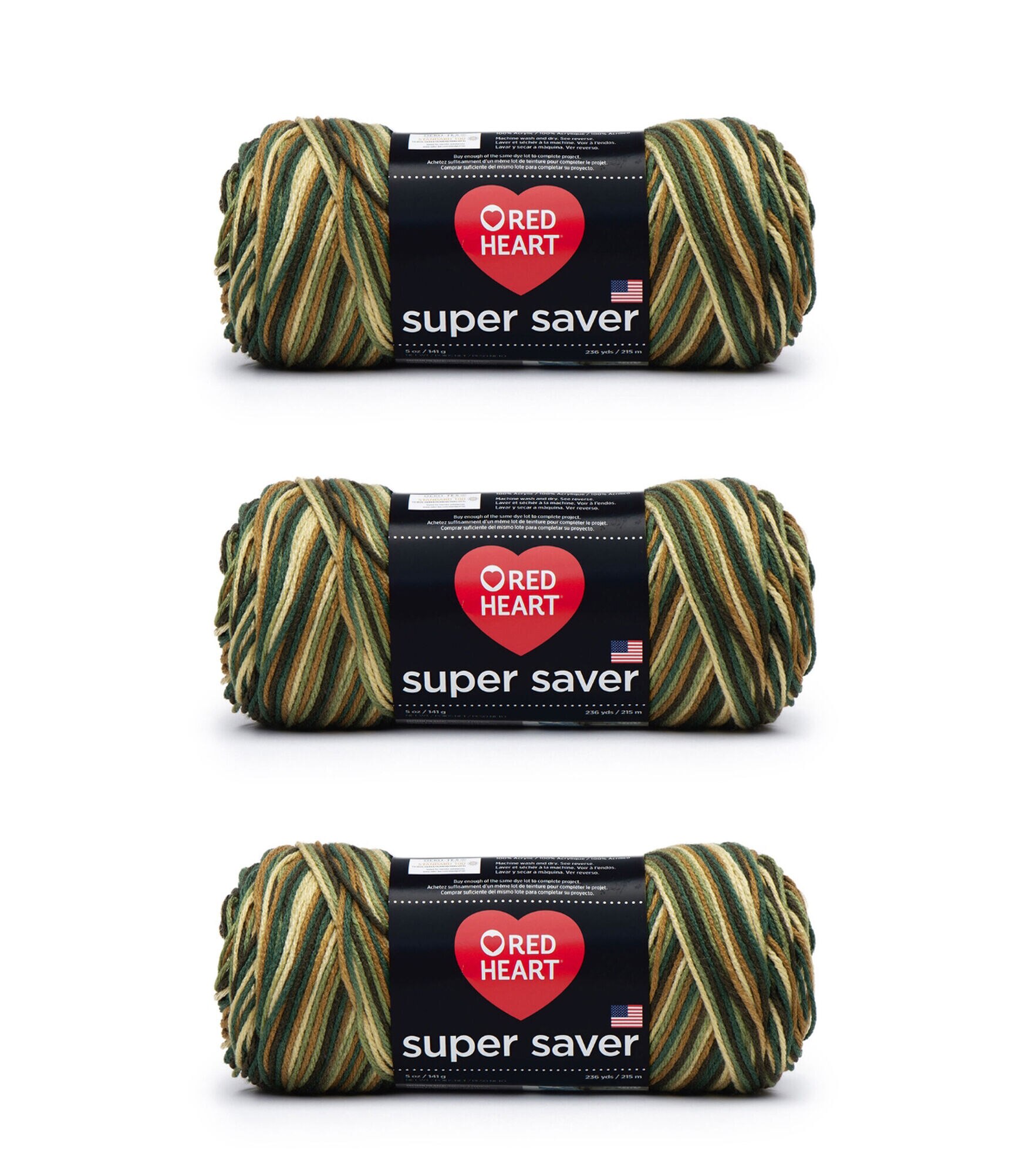 Red Heart Super Saver 364yds Worsted Acrylic Yarn 3 Bundle, Woodsy, hi-res