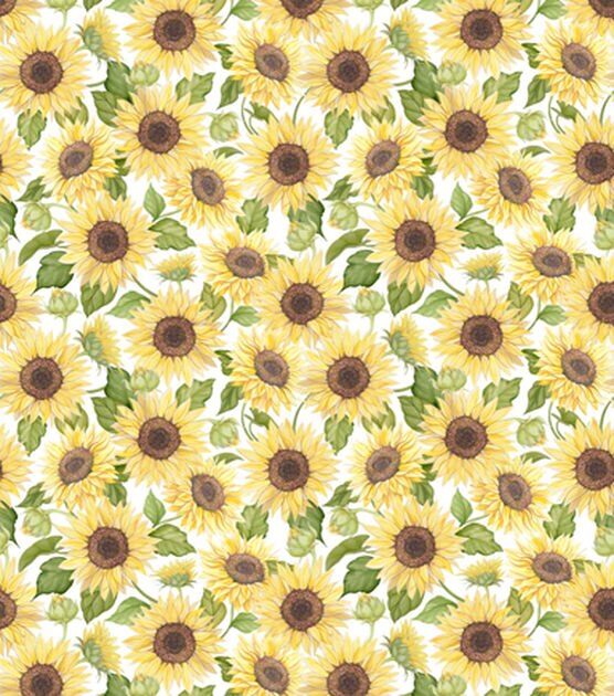 Fabric Traditions Fall Sunflowers with Green Leaves Cotton Fabric