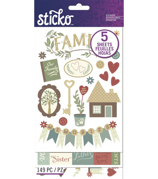 Sticko 149 Pack Flip Stickers Family Icons Words