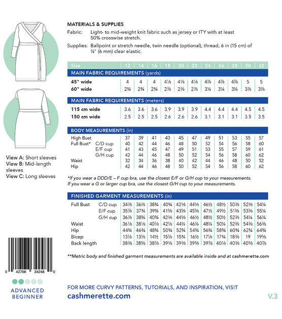 Cashmerette Size 12 to 32 Women's Appleton Dress Sewing Pattern, , hi-res, image 2