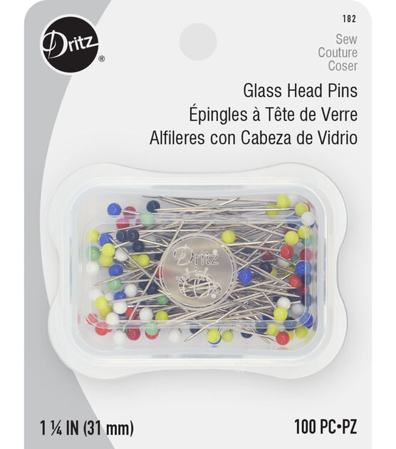 Dritz 1-1/4" Glass Head Pins-100 pc
