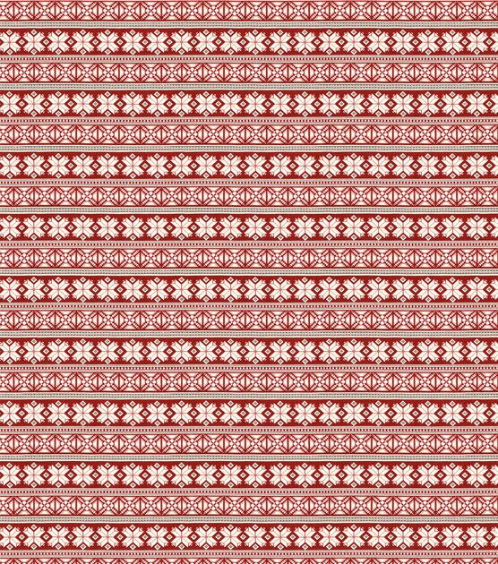 Red & Cream Fair Isle Super Snuggle Christmas Flannel Fabric, , hi-res, image 2
