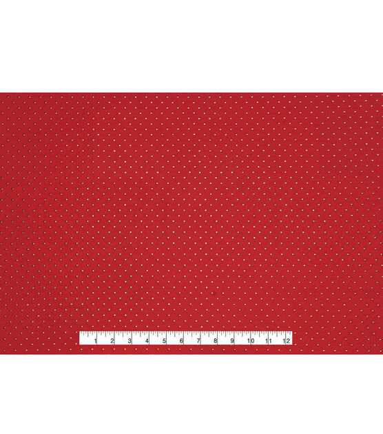Gold Diamond Dots on Red Christmas Foil Cotton Fabric, , hi-res, image 4