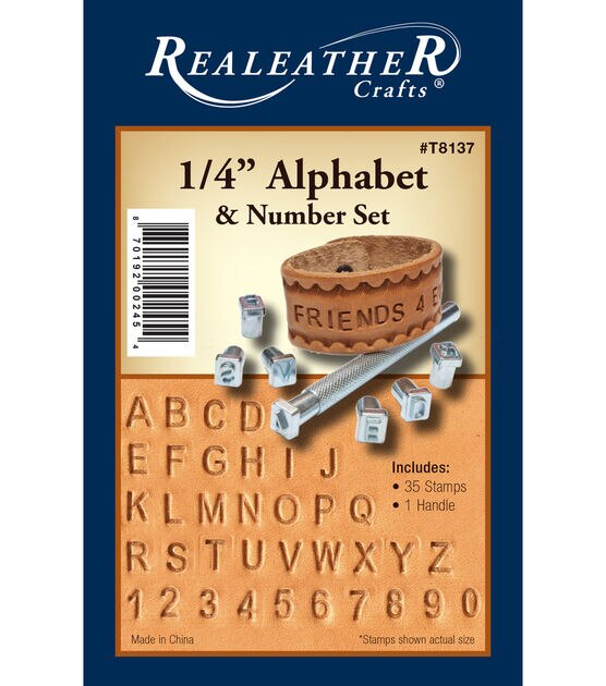 Realeather 1/4" Alphabet and Number Stamp Set