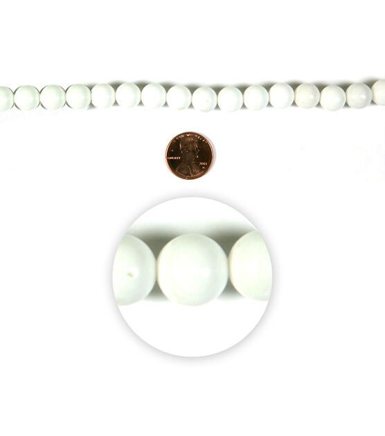 7" White Round Jade Stone Strung Beads by hildie & jo