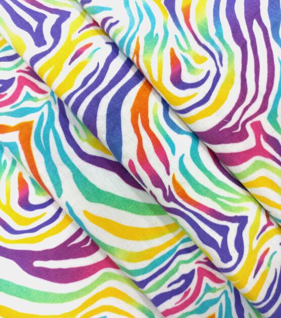 Rainbow Zebra Super Snuggle Flannel Fabric, , hi-res, image 2