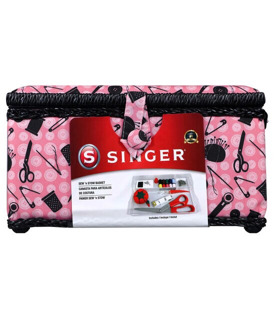 SINGER Pink & Black Sewing Basket, , hi-res, image 3