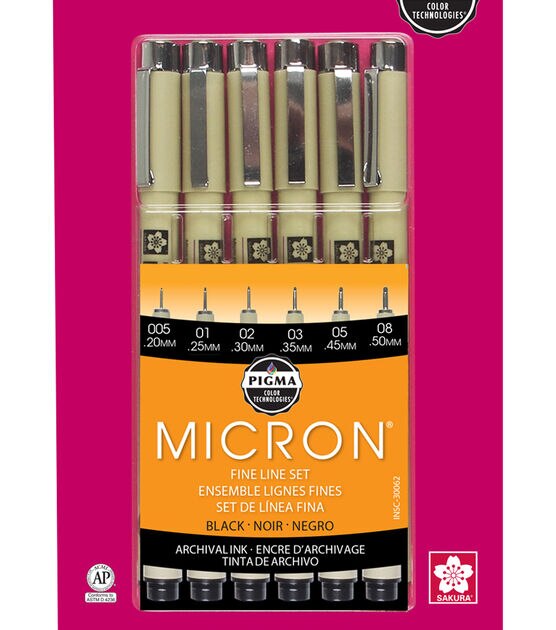 Pigma Micron Pen Set 6PK Black