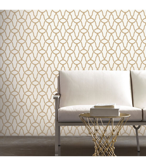 RoomMates Wallpaper Gold Trellis, , hi-res, image 2