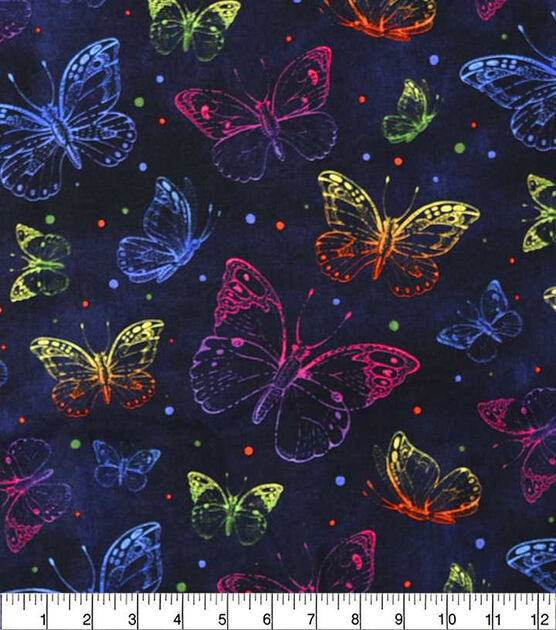 Rainbow Butterfly Novelty Cotton Fabric, , hi-res, image 2