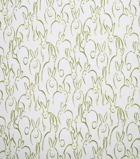 Green Bunny Outline Super Snuggle Flannel Fabric, , hi-res, image 1