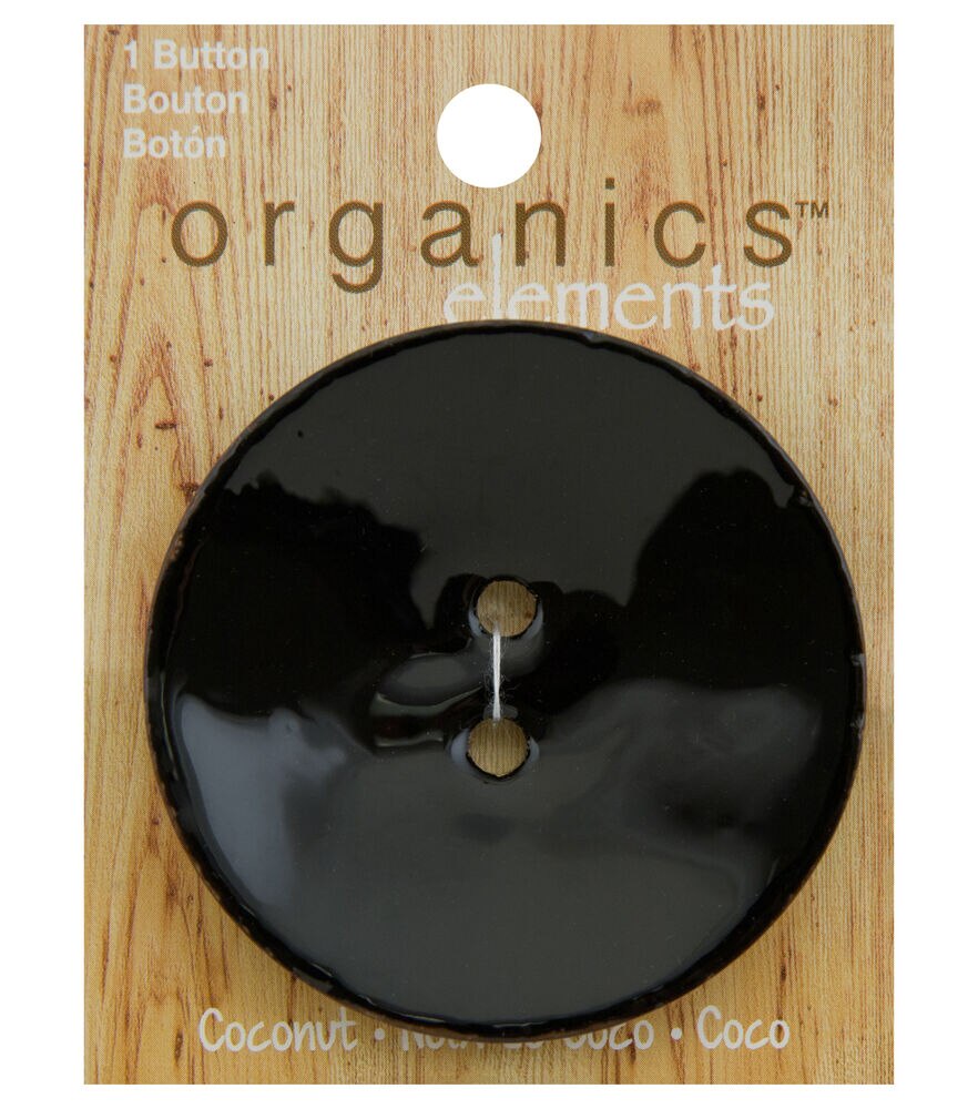 Organic Elements 2.5" Coconut Round 2 Hole Button, Coconut Black, swatch