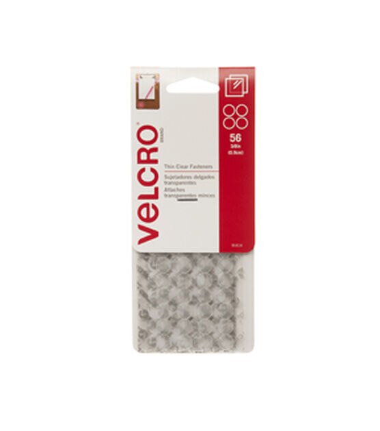 VELCRO Brand Thin Clear Fasteners, 3/8in dots, 56 ct