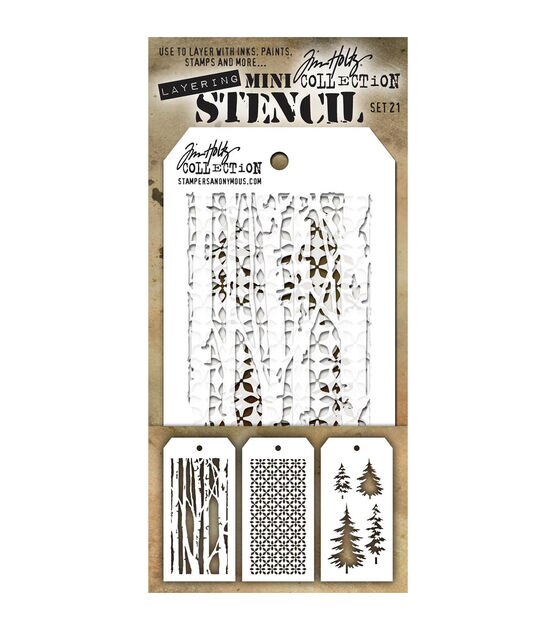Stampers Anonymous Tim Holtz #21 Mini Layering Stencils Set 3ct