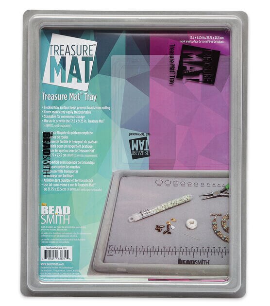 The Beadsmith Bead Mat Tray Flocked with Clear Cover 12.5x9.25