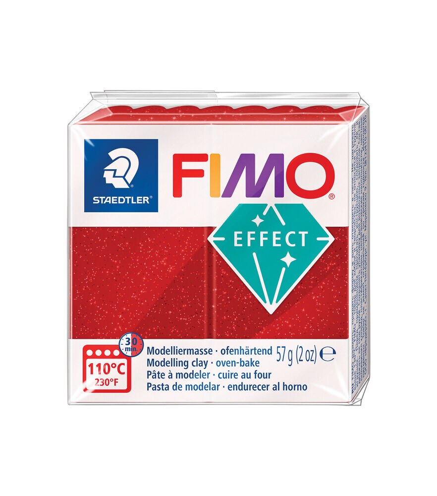 Fimo 2oz Glow in the Dark Oven Bake Modeling Clay, Glitter Red, swatch