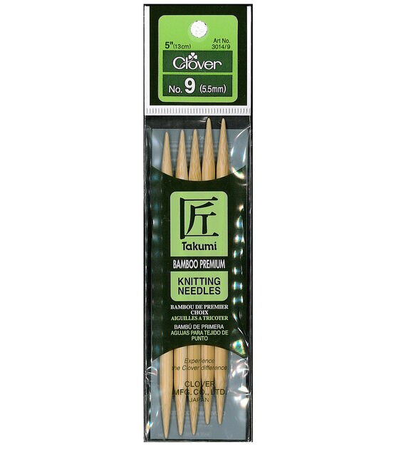 Clover Bamboo Double Point Knitting Needles 5" Set Of 5 Size 9