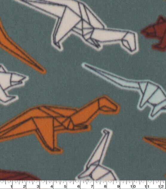 Dino Origami Blizzard Prints Fleece Fabric, , hi-res, image 3