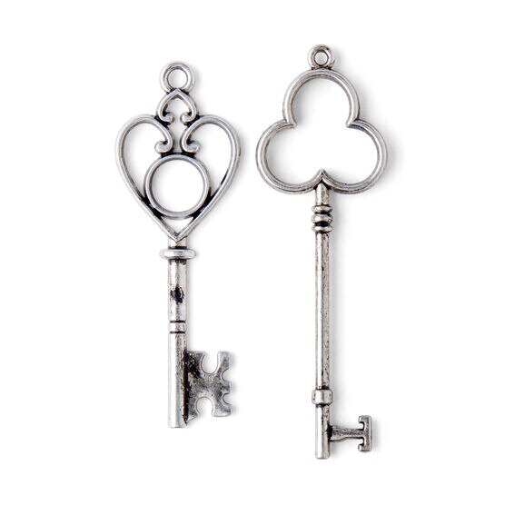 2ct Antique Silver Metal Key Pendants by hildie & jo, , hi-res, image 2
