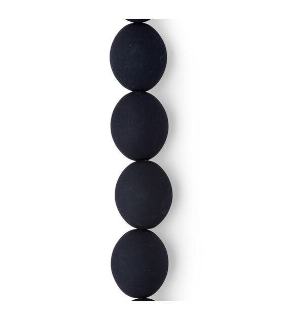 7" Matte Black Lentil Plastic Strung Beads by hildie & jo, , hi-res, image 3