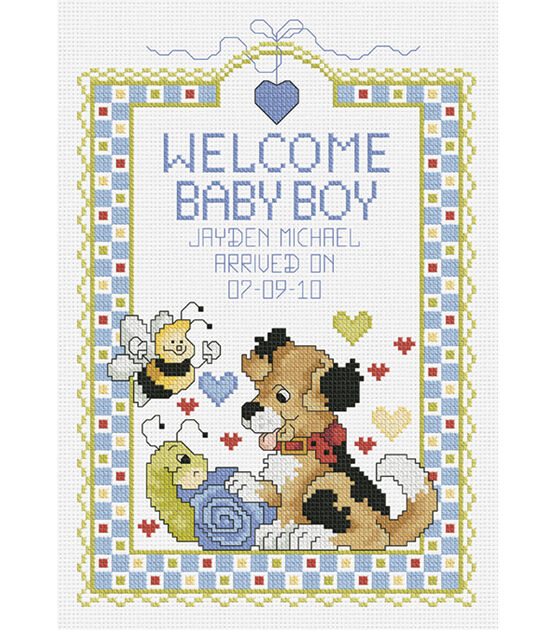Janlynn 7" x 10" Welcome Baby Boy Counted Cross Stitch Kit