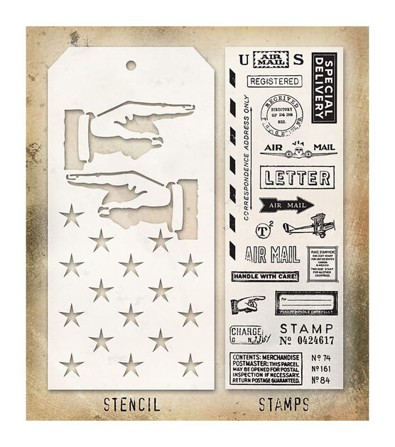 Tim Holtz 7 x 8.5 Tapestry Red Rubber Cling Stamps
