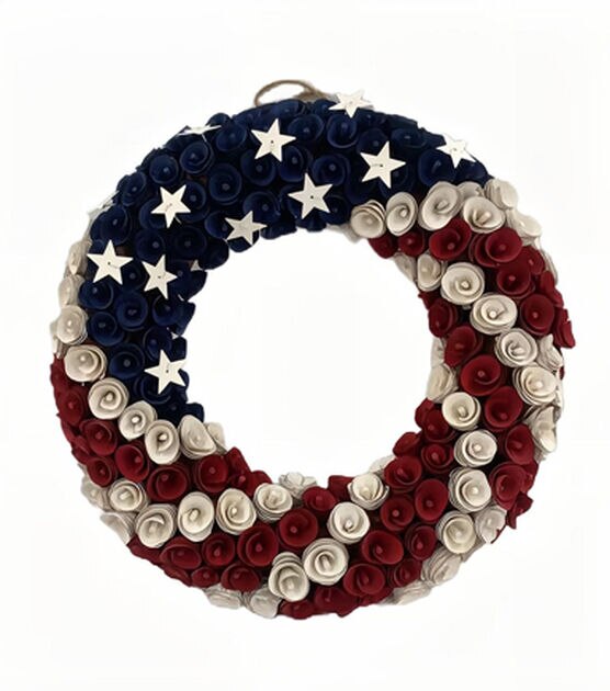 18.5" Patriotic Woodchip Circle Wreath by Bloom Room