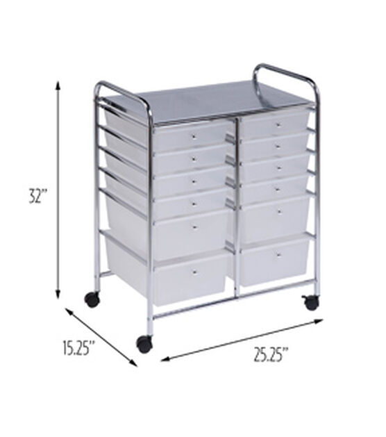 15" x 32" Rolling Metal Storage Cart With 12 Drawers by Top Notch, , hi-res, image 6