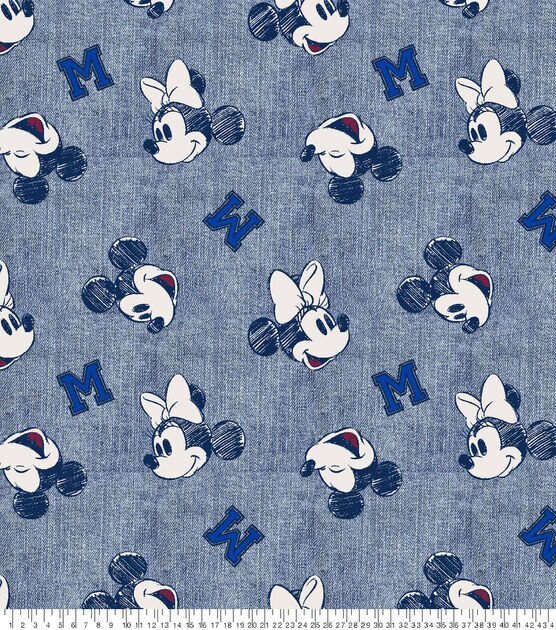 Disney Fleece Fabric Mickey and Minnie Varsity Toss