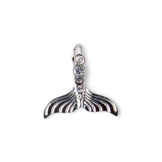 Silver Fish Tail Pendant With Clear Crystals by hildie & jo, , hi-res, image 2