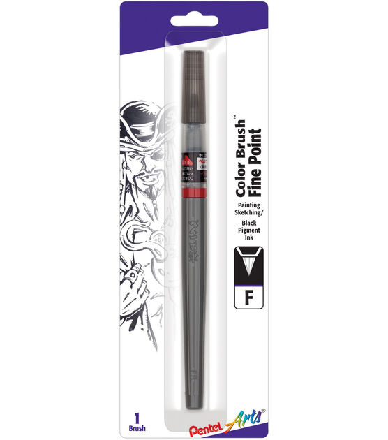 Pentel Arts Color Brush Fine Point Tip Brush Pen with Black Pigment Ink