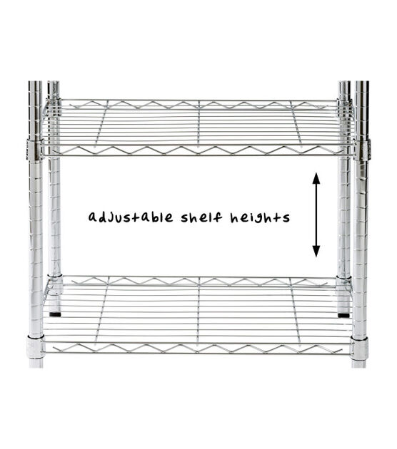 Honey Can Do 36" x 76" Chrome Rolling Adjustable Shelving Unit 200lbs, , hi-res, image 2