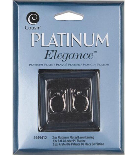 Cousin 10mm x 15mm Platinum Plated Lever Earrings 2pk