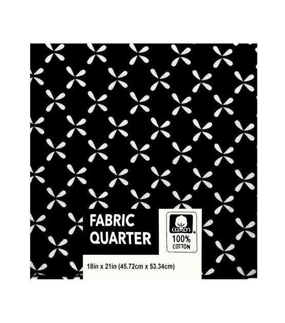 18" x 21" Pattern on Black Cotton Fabric Quarter 1pc by Keepsake Calico, , hi-res, image 1