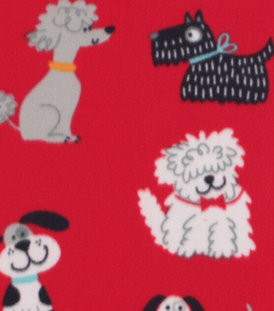 Cute Dogs Blizzard Prints Fleece Fabric
