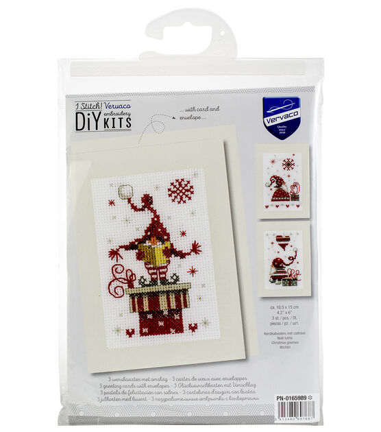 Vervaco 4" x 6" Gnomes Greeting Card Counted Cross Stitch Kit 3ct