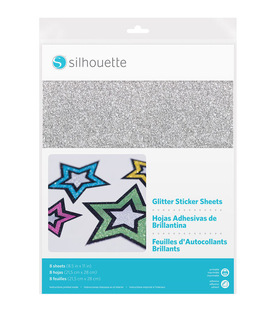 Silhouette Sticker Sheets - Silver Glitter
