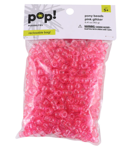 POP! Possibilities Glitter Pony Beads - Pink