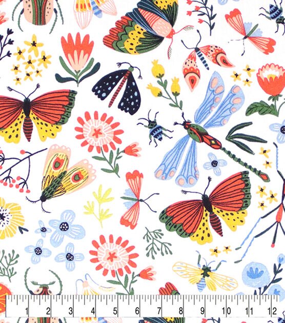 Multicolor Bright Bugs & Flora Novelty Prints Cotton Fabric, , hi-res, image 3