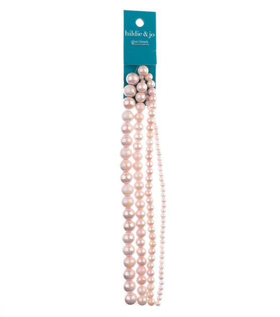 7" Light Pink Luster Multi Strand Round Glass Pearl Beads by hildie & jo