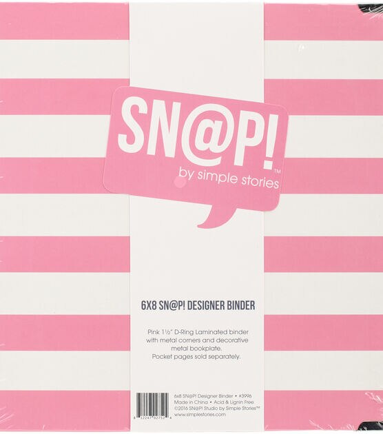 Sn@p! Designer Binder 6"X8" Pink Stripe