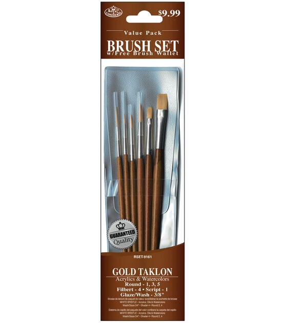 Gold Taklon Value Pack Brush Set 6 Pack