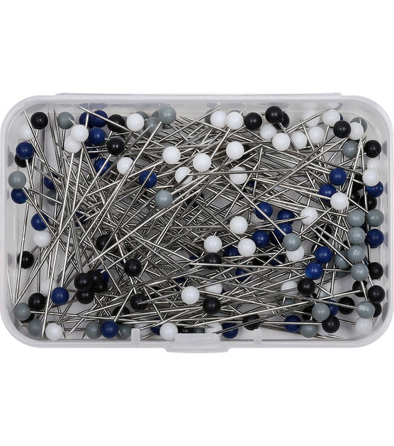 Sewing Pins, 200 Glass Head Pins in Container, Colorful Ball