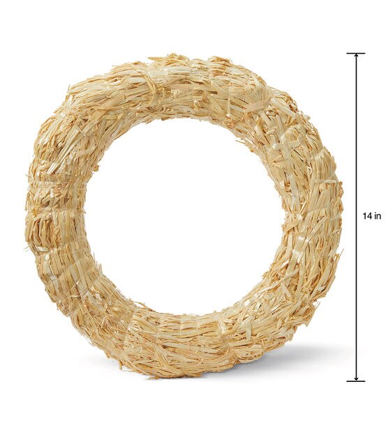 14" Natural Straw Wreath by Bloom Room, , hi-res, image 2
