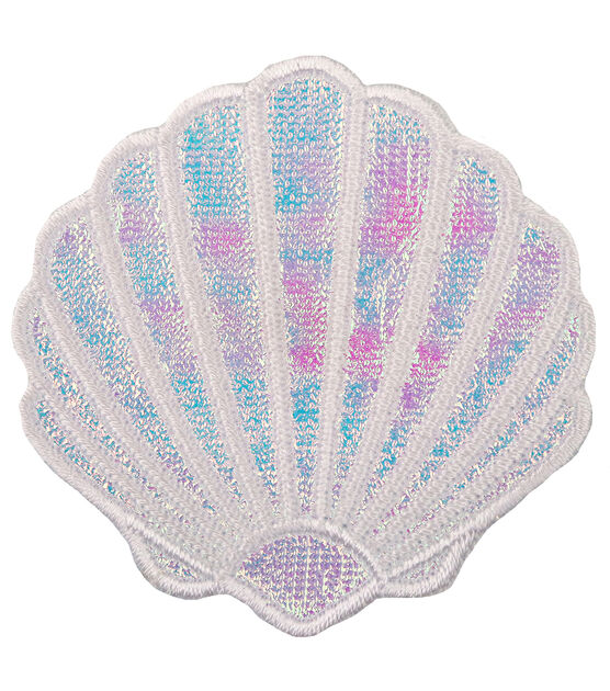 Simplicity 2" Iridescent White Clam Shell Iron On Patch, , hi-res, image 2