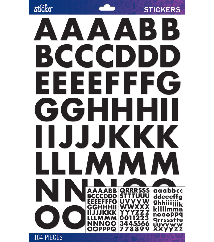 Sticko Futura Bold Alphabet Sticker Large, Black, swatch
